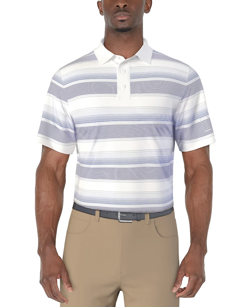Pga Tour Men's Short Sleeve Striped Golf Polo Shirt