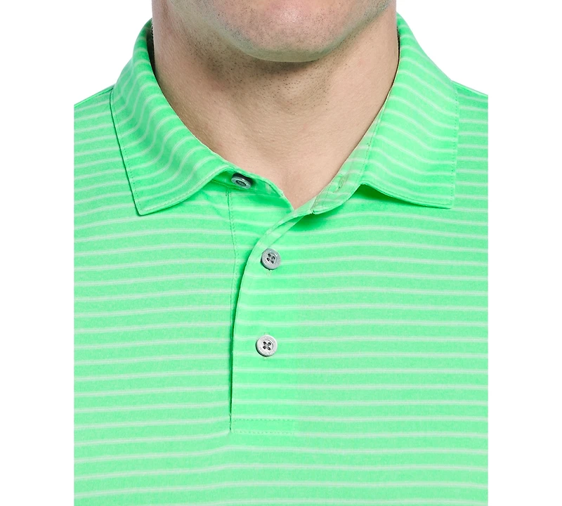 Pga Tour Men's Heathered Feeder Stripe Golf Polo Shirt