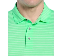 Pga Tour Men's Heathered Feeder Stripe Golf Polo Shirt