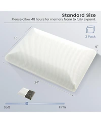 2 Pieces Bamboo Memory Foam Pillow for Pain Relief Sleeping