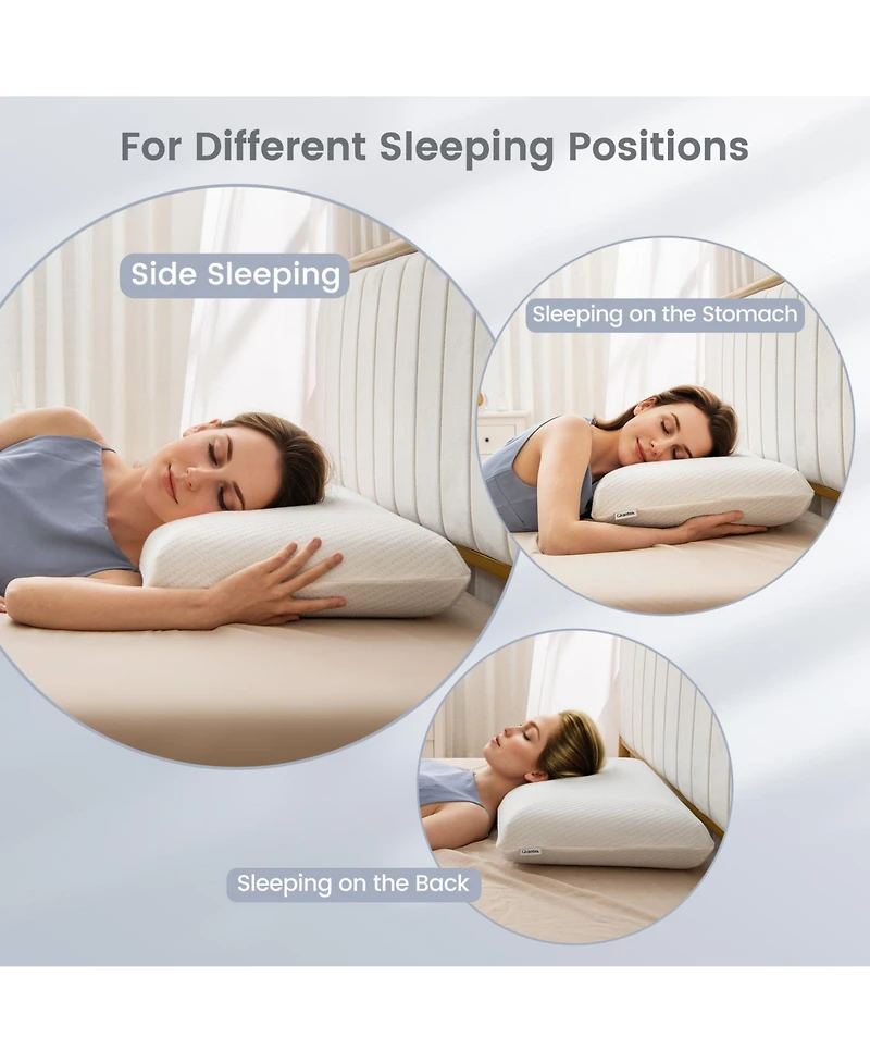 2 Pieces Bamboo Memory Foam Pillow for Pain Relief Sleeping