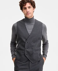 Tayion Collection Men's Classic-Fit Houndstooth Double-Breasted Suit Separate Vest