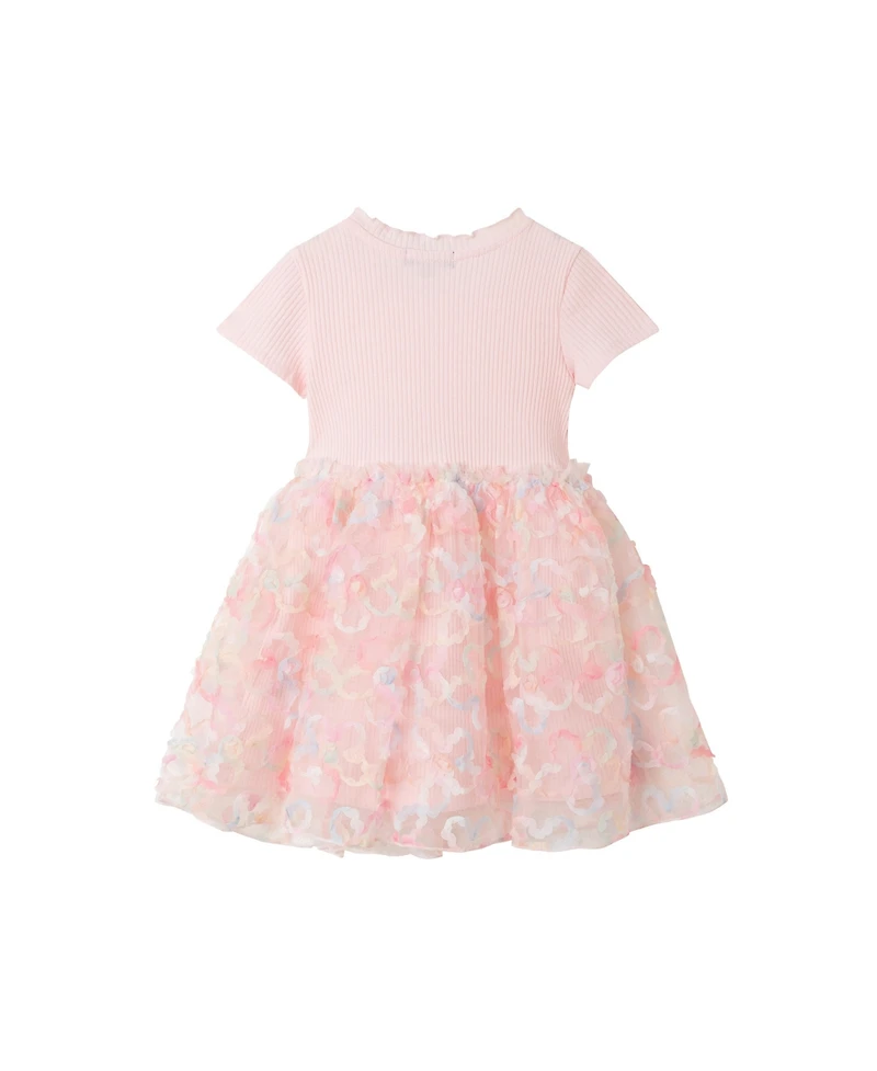 Andy & Evan Little Girls Toddler/Child Lt Pint Rib Knit Dress w/Tulle