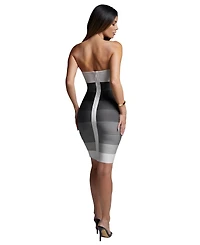 Bebe Women's Strapless Colorblock Bandage Midi