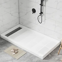 Casainc 60"W X 32"D Smc Single Threshold Shower Base Anti-Slip Shower Pan