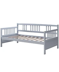 Twin Size Wooden Slats Daybed Bed with Rails