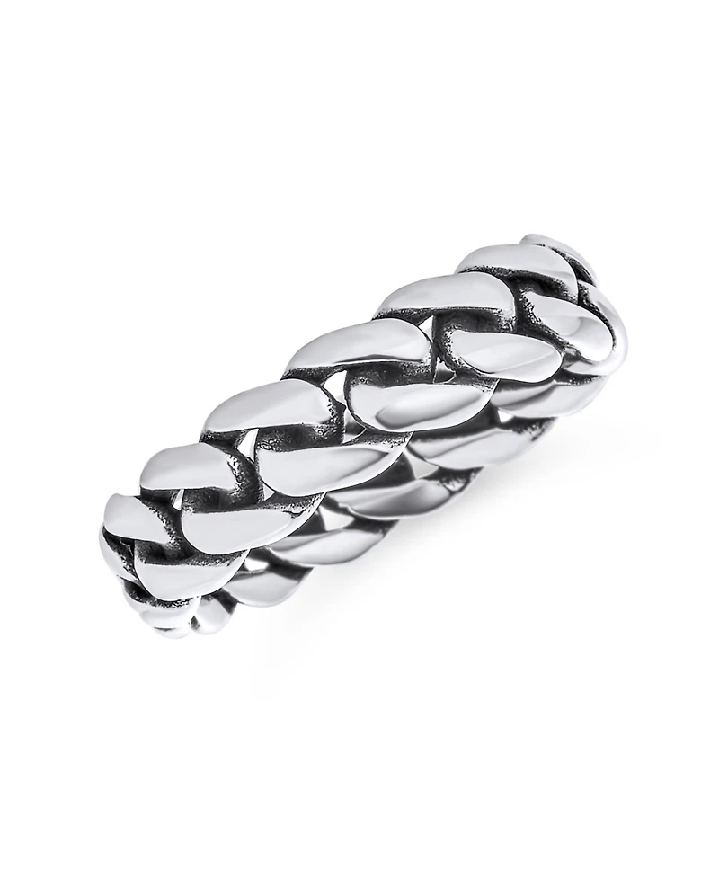 Bling Jewelry Solid Braided Celtic Eternity Band Knot Cable Curb Cuban Link Chain Rings .925 Sterling Silver 5MM
