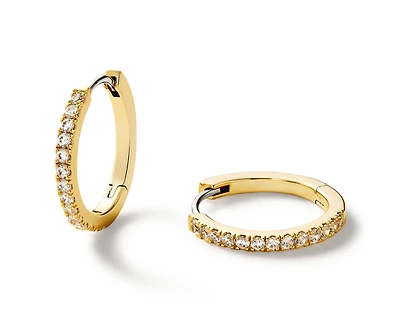 Ana Luisa Gold Huggie Hoop Earrings - Pave Huggie Hoops Medium