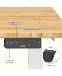 Flexispot E7-commercial W Electric Adjustable Standing Desk, Curved Bamboo Top