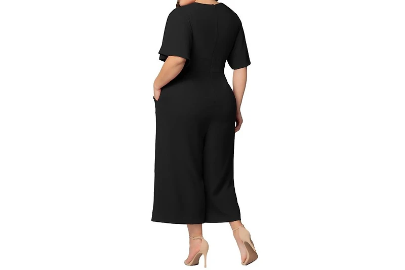 Kiyonna Plus Evelyn Cropped Wide Leg Jumpsuit