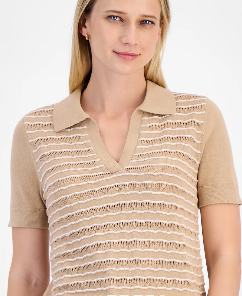 Nautica Jeans Women's Cotton Textured-Knit Sweater