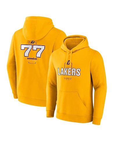 Fanatics Men's Luka Doncic Gold Los Angeles Lakers Icon Behind the Back Name Number Pullover Hoodie