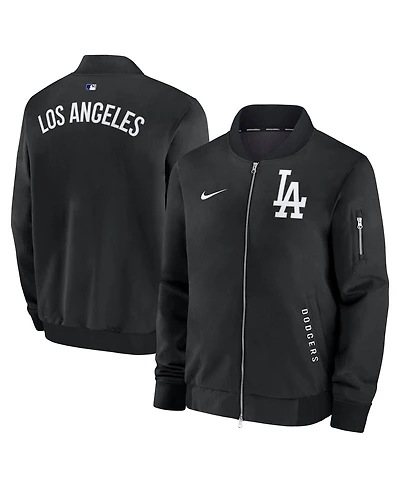 Nike Men's Anthracite Los Angeles Dodgers Authentic Collection Dugout Full-Zip Bomber Jacket