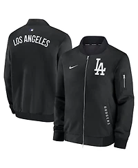 Nike Men's Anthracite Los Angeles Dodgers Authentic Collection Dugout Full-Zip Bomber Jacket