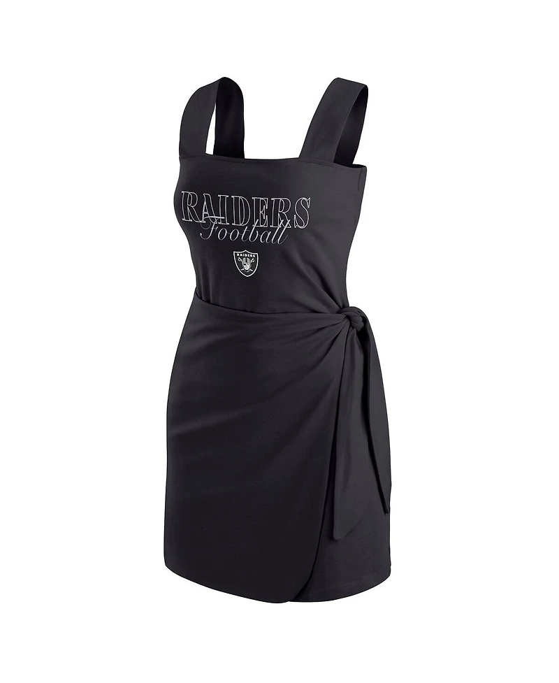 Wear by Erin Andrews Women's Black Las Vegas Raiders Wrap Dress