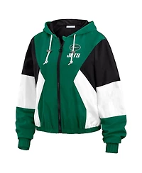 Wear by Erin Andrews Women's Green New York Jets Color Block Full-Zip Windbreaker Jacket