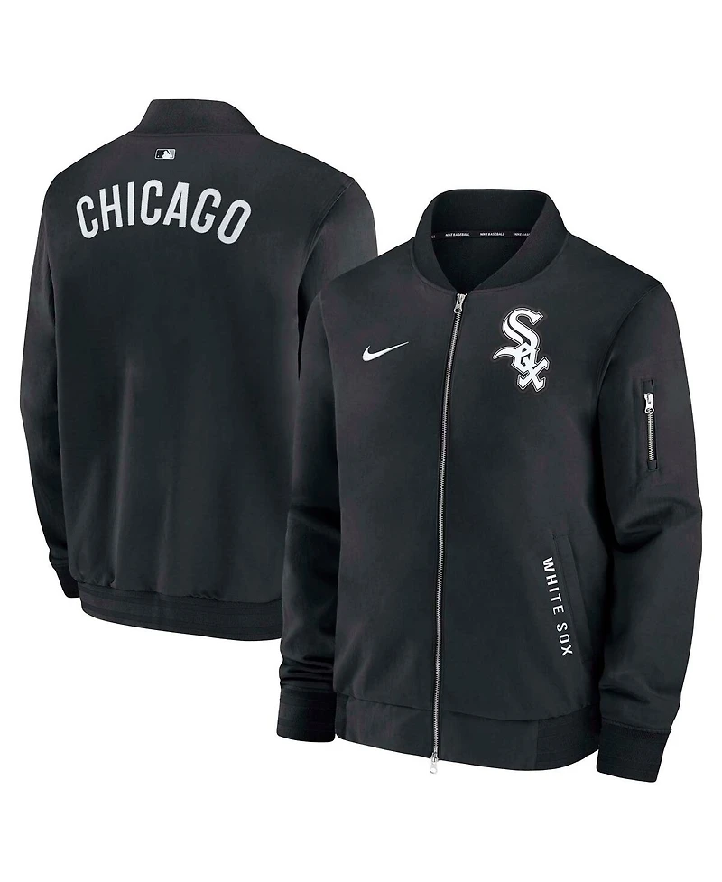 Nike Men's Black Chicago White Sox Authentic Collection Dugout Full-Zip Bomber Jacket
