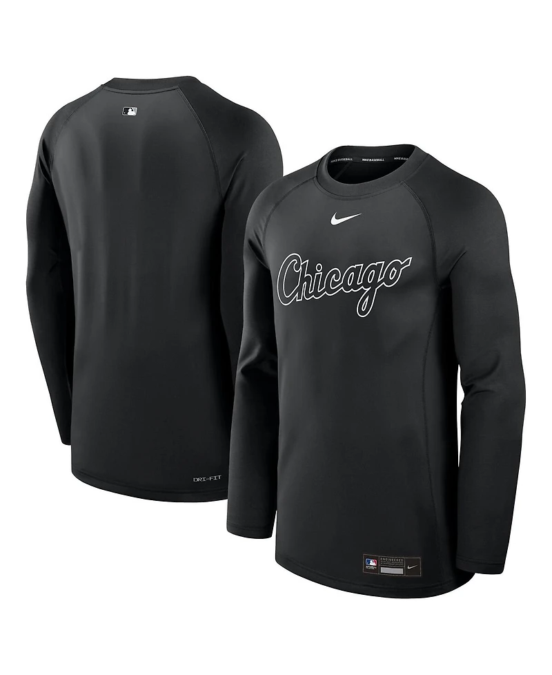 Nike Men's Black Chicago White Sox Authentic Collection Game Time Raglan Performance Long Sleeve T-Shirt