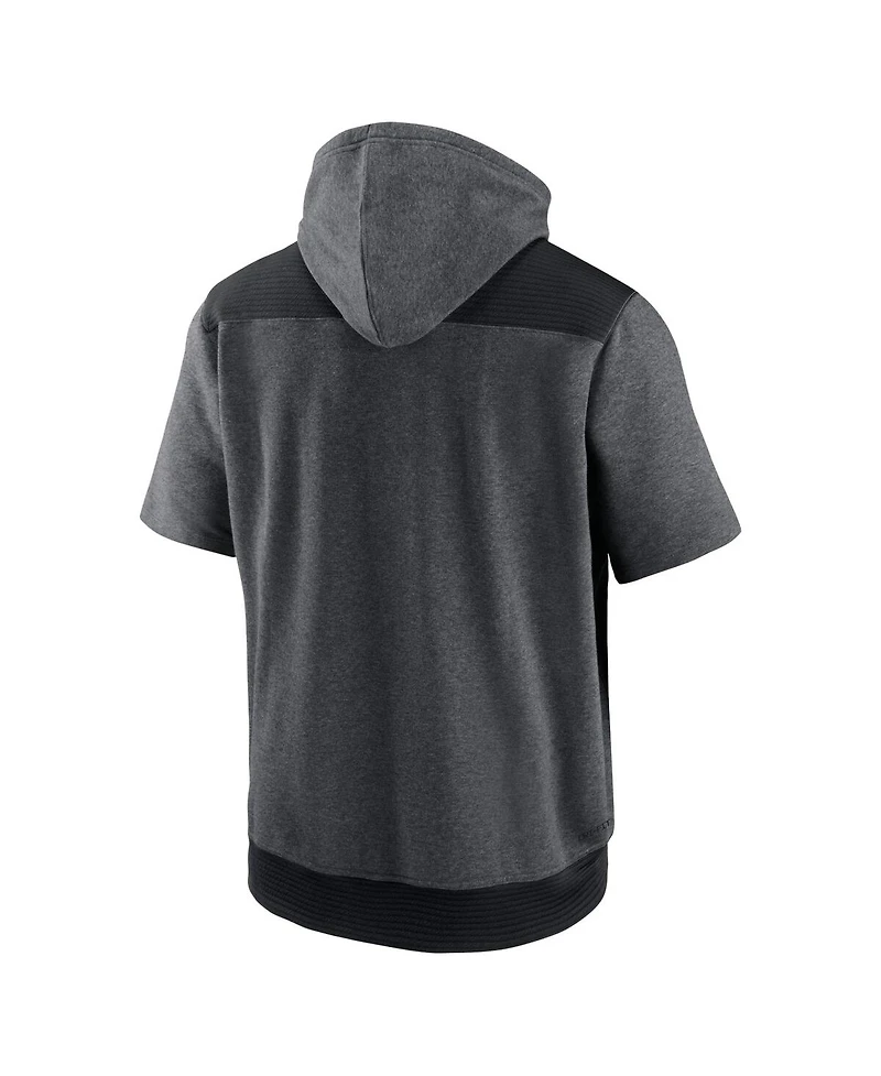Men's Nike Heathered Charcoal, Black Washington Nationals Authentic Collection Dry Flux Performance Quarter-Zip Short Sleeve Hoodie