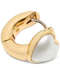 Kate Spade New York Gold-Tone Small Cubic Zirconia Heart Huggie Hoop Earrings, 0.51"