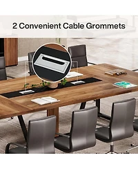 Tribesigns 94.5-Inch Conference Table for 10 People, Industrial 8 Ft Meeting with Two Grommets Home Office, Studio, Business