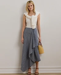 Lauren Ralph Lauren Women's Striped Linen A-Line Midi Skirt