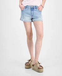 Celebrity Pink Juniors' Mid-Rise Fringe-Cuff Shorts