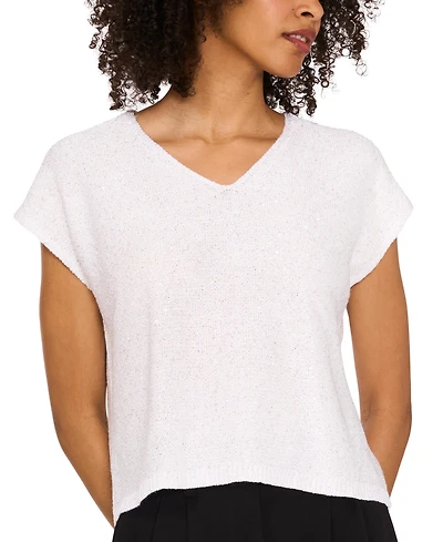 Vince Camuto Women's Shine V-Neck Cap-Sleeve Sweater