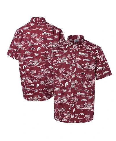 Reyn Spooner Men's Burgundy Philadelphia Phillies Cooperstown Collection Kekai Button-Down Shirt
