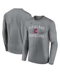 Nike Men's Heather Gray Cleveland Guardians Club Arched Legend Performance Long Sleeve T-Shirt