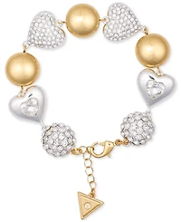Guess Two-Tone Heart & Ball Charm Statement Bracelet