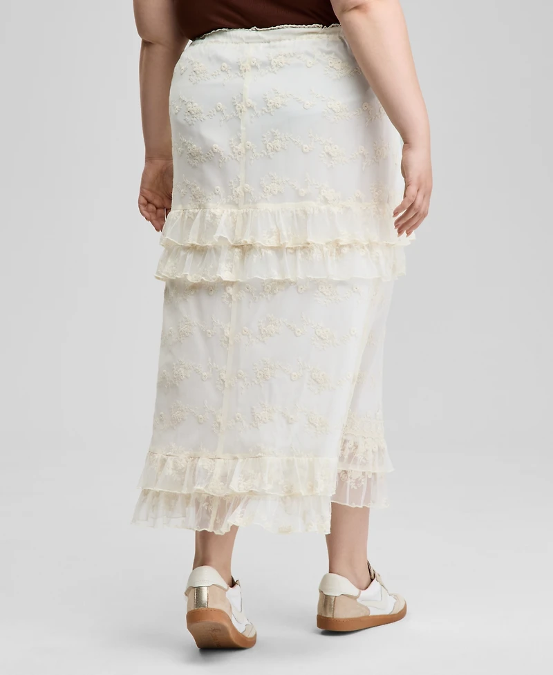 And Now This Trendy Plus Lace Ruffle-Trim Maxi Skirt, Exclusively at Macy's