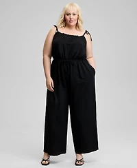 And Now This Trendy Plus Size Drawstring-Waist Jumpsuit, Exclusively at Macy's