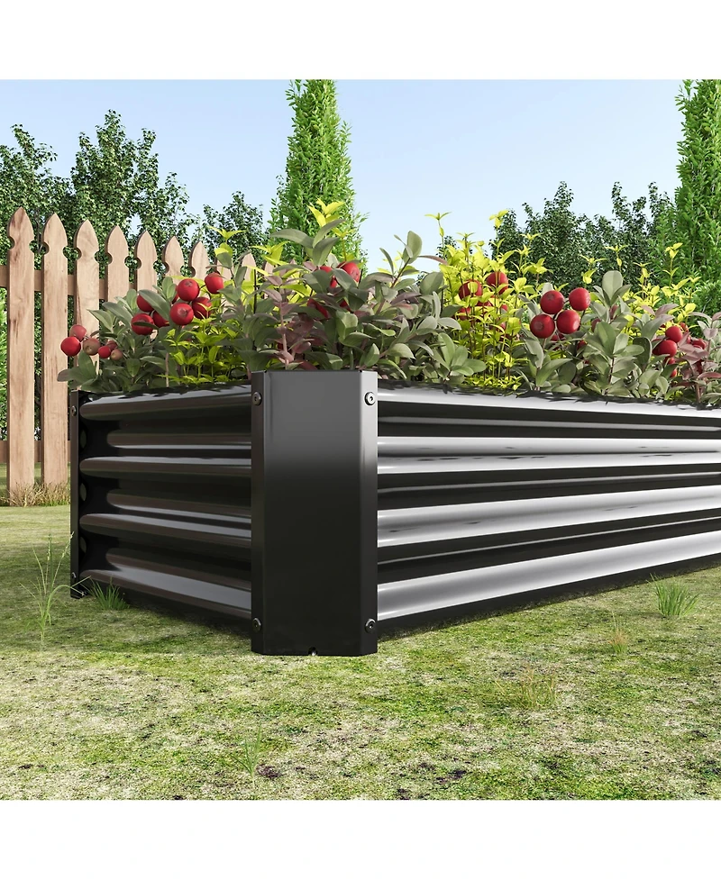Metal Raised Garden Bed, Rectangle Raised Planter 4×2×1ft for Flowers Plants, Vegetables Herb Veezyo