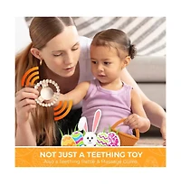 Sperric Toddler Easter Plush and Teether Playset, Includes Bunny, Carrot, Chicken, Rattle Egg & Basket, Perfect Sensory Decorative Gift Newborns