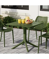 31.5" Square Outdoor Plastic Resin Patio Dining Table for 4
