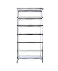 7 Tier Metal Shelf Wire Shelving Unit, 2450lbs Heavy Duty Adjustable Storage Rack with Wheels & Shelf Liners