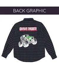Monster Jam Boys Flannel Matching Family Button Down Dress Shirt