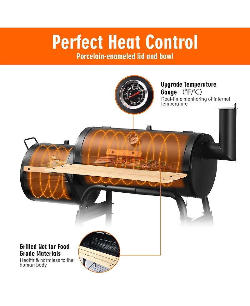 Outdoor Bbq Grill Charcoal Barbecue Pit Patio Backyard Meat Cooker Smoker