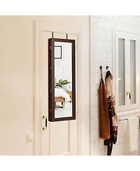 Wall Mount Mirrored Jewelry Cabinet Organizer Led Lights