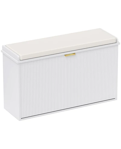 Homcom Shoe Bench with Padded Seat and Flip-Drawer for 8 Pairs,