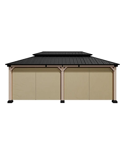 Mondawe 20 ft. x 12 ft Outdoor Fir Solid Wood Frame Patio Gazebo Canopy Tent Shelter with Galvanized Steel Hardtop Pavilion