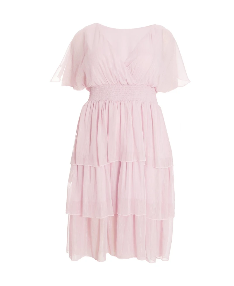Quiz Plus Chiffon Glitter Tiered Dress