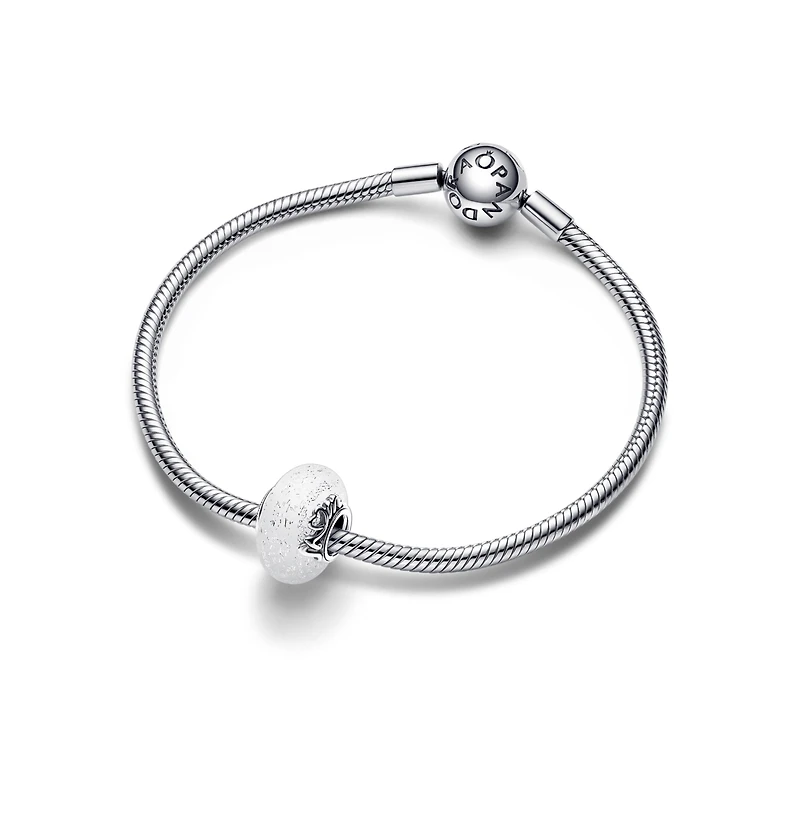 Pandora Glittery White Murano Glass Mom Love Charms