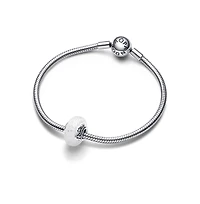 Pandora Glittery White Murano Glass Mom Love Charms