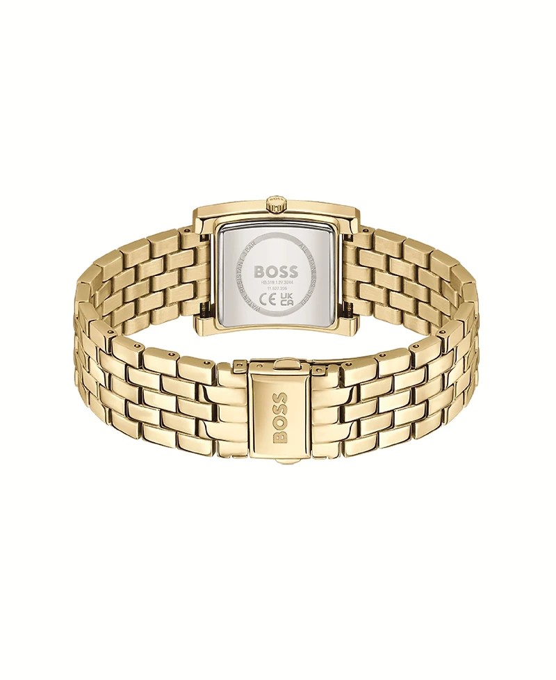 Hugo Boss Women's Lucy Quartz Basic Slim Ionic Plated Thin Gold Steel Watch, 23mm
