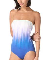 Carmen Marc Valvo Women's Printed Bandeau One-Piece Swimsuit