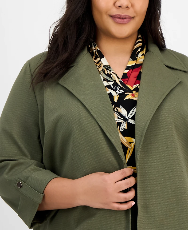 Anne Klein Plus Drapey 3/4-Sleeve Open-Front Jacket