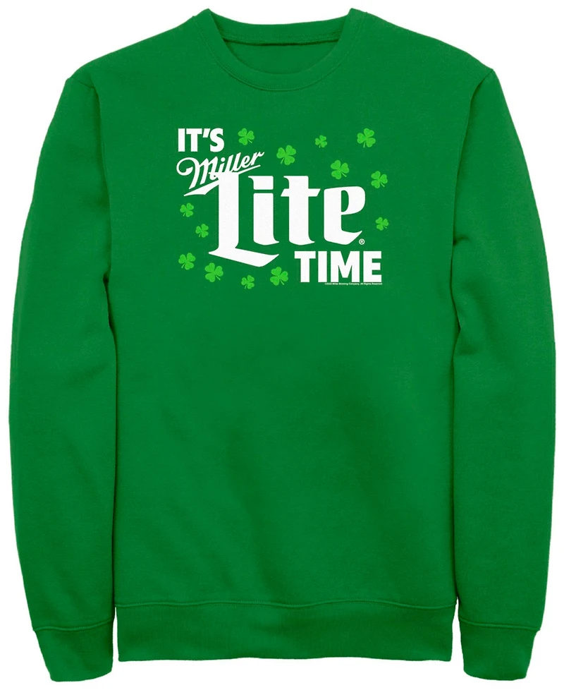 Miller Lite Men's Irish Time Crew Fleece Pullover Sweatshirt