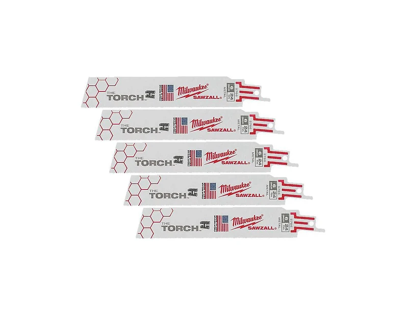 Milwaukee 48-00-5786 6" 24 Tpi The Torch Sawzall Reciprocating Saw Blades (5 Pack)